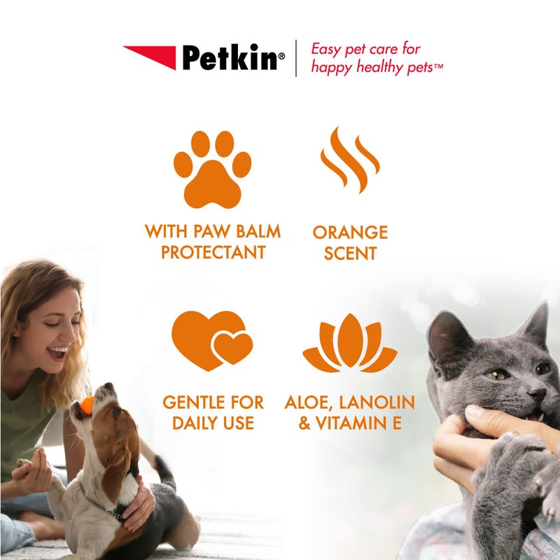 Petkin Big N' Thick Paw Wipes for Dogs, 100 Large Wipes - Clean Dirty Paws After Muddy Walks, with Paw Balm Protectant - Keep Floors and Furniture Clean - Ideal for Home or Travel - Orange Scent - Image 5